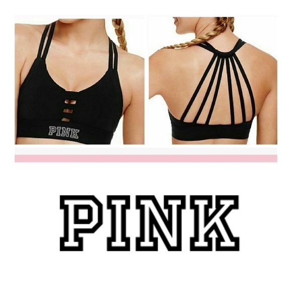 Pink Victoria's Secret Ultimate Strappy Back Sports Bra - Black - Picture 1 of 16